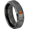 6mm Brushed Gunmetal Tungsten Carbide Wedding Band with 0.05ctw Princess