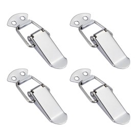 Leliafleury 4PCS Spring Loaded Toggle Latch Stainless Steel Tension Clasp Spring Lock Hasp Catch Duck Billed Buckles for Toolbox Drawer Cabinet Case Closet, Medium, 90mm Length