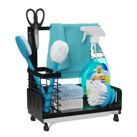 Ucouper Sink Organiser Black Sink Organiser Sponge Holder Kitchen Dish Cloth Holder with Drip Tray Sponge Brush Soap Dish Holder for Kitchen & Bathroom