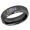 6mm Brushed Gunmetal Tungsten Carbide Wedding Band with 0.05ctw Princess