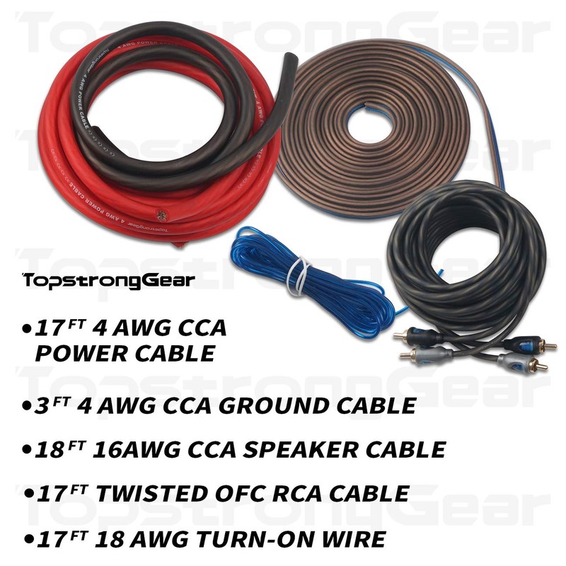 TOPSTRONGGEAR 4ga Amp Kit - 4 Gauge AWG Amplifier Wiring