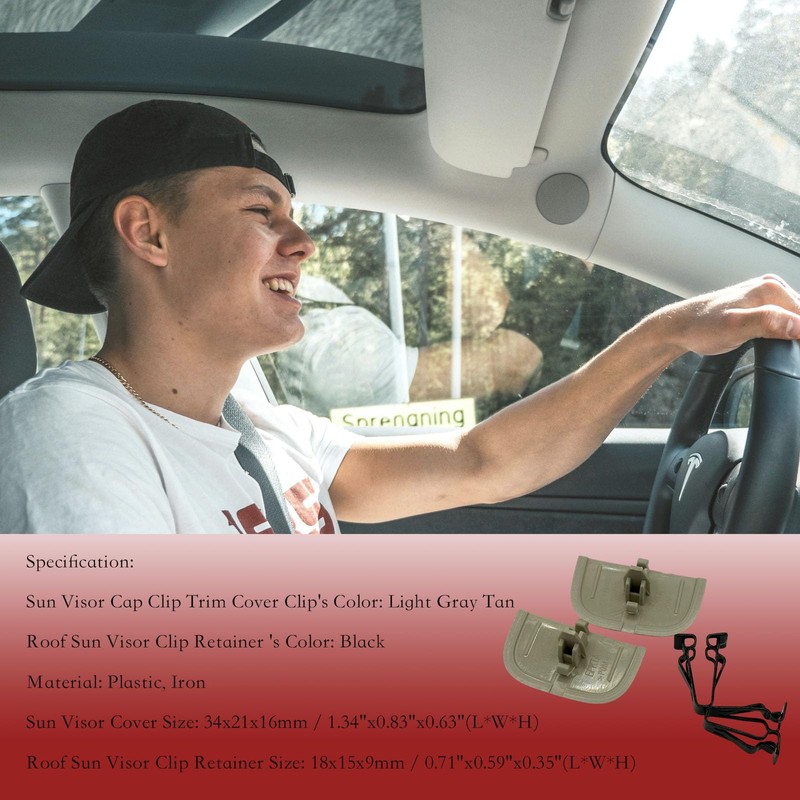 HLVEAUTO 2pcs Sun Visor Cap Clip Retainer Cover Trim Screws