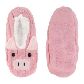 Women's Soft Warm Cozy Pink Pig Animal Slipper Socks, Indoor Travel Comfy Home Slippers, Size Large, 1 Pair