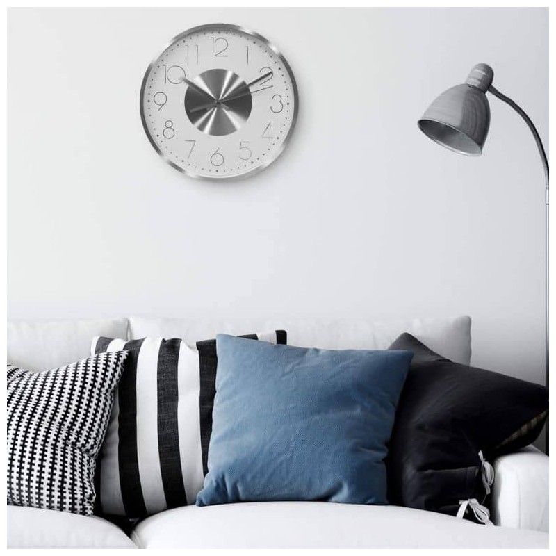 K&L Wall Art Silver Wall Clock 30 cm Diameter No