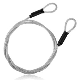 Security Steel Cable Coated Luggage Lock Wire Rope Double Loop Cable Lock 5mm x 1.2m Safety Wire Rope Flexible Security Cables Locks Braided Steel Lanyard Chains for Outdoor Gate Locks Bike Padlock
