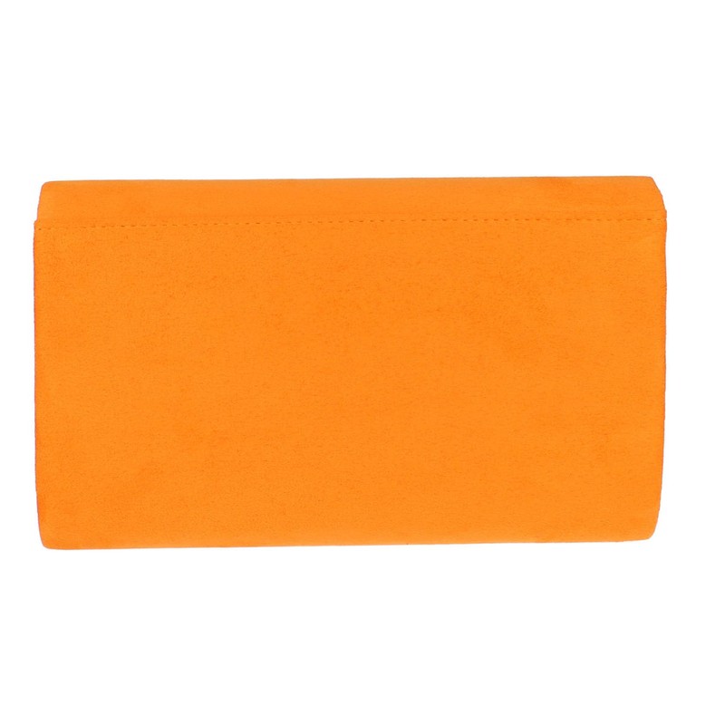 Girly Handbags Ladies Plain Faux Suede Clutch Bag, orange