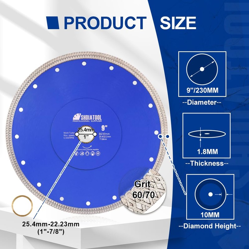 SHDIATOOL Turbo Mesh Diamond Blade Diamond Cutting Disc with X-Rim