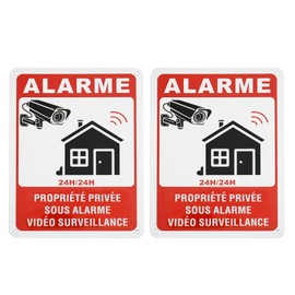 Be In Your Mind 2PCS Video Surveillance Warning Signs Reflective Aluminum Outdoor 24 Hour Video Surveillance Warning Sign 20x15cm (French)