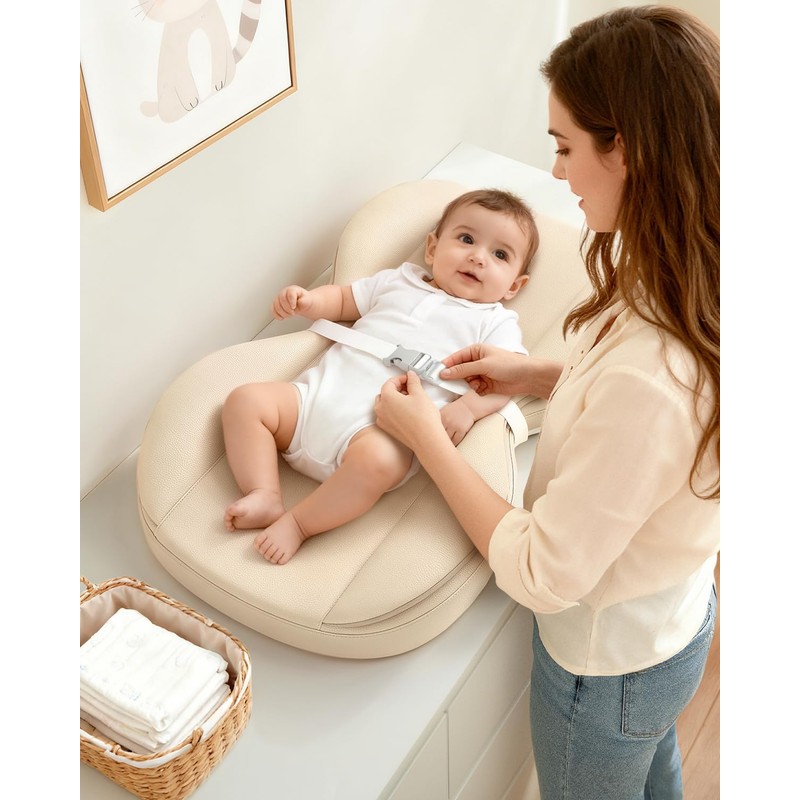 Baby Changing Pad with Waterproof & Wipe-Clean, Non-Slip Foldable PU