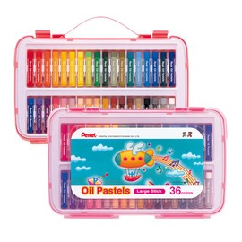 Pentel Arts Oil Pastels In Hard Case, One Pack of 36 Assorted Colours (OGHTP36E)