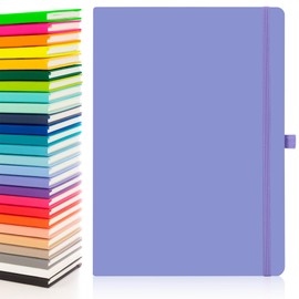 Notes London Eco A4 Notebook with Lined Pages, Pen Loop, Ribbon, Date Marks and Paper Pocket, Pocket Hardback Journal, Note, sustainably sourced paper (Pastel Purple)
