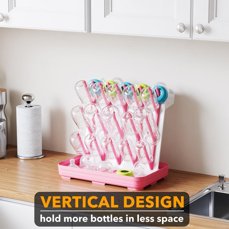 SpaceAid Baby Bottle Drying Rack with 20 Hooks, Space Saving