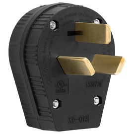 50Amp 3-Prong Dryer Nema 10-50P Plug 30/50A, 125/250V Angle Plug, 3 Pole 3 Wire Grounding Straight Blade Plug for Dyer and Ranges