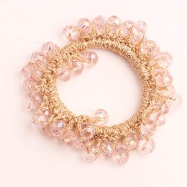 Suoirblss 2 PCS Fashion Crystal Hair Band Ponytail Holder for Women Hair Band Hair Rope Hair Scrunchie Ponytail Holder (Light Purple + Rose Gold)