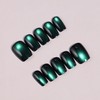 Cats Eye Press on Nails Black Green Gradient Fake Nails