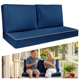 TaiBest Outdoor Sofa Cushion Set - Plush Patio Seat and Back Pillows, Thick Comfort Foam for Porch, Deck, Garden Furniture Cushion Replacement (Blue)