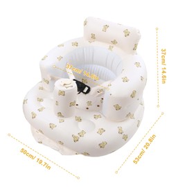 EKEPE Inflatable Baby Seat with Harness for Babies 3 Months & Up, Baby Floor Chair for Sitting Up, Baby Seats for Infants, Blow Up Baby Chair with Built in Air Pump - Bear