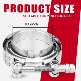 LCGP 2 Pack V-band Clamp,2" 304 Stainless Steel V-Band Clamp with Male and Female Flange Kit for Turbo Exhaust, Downpipe, Exhaust System, Etc.