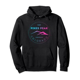 Pikes Peak Colorado - Retro Mountain Adventure Pullover Hoodie