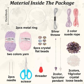 INFUNLY 2Sets Crescent Moon Dreamcatcher Crystal DIY Dream Catcher Kit Larger Dream Catcher with Tassels Gemstone Crystal Wall Hanging with Instructions for Home Room Decor Rearview Mirror Hanging