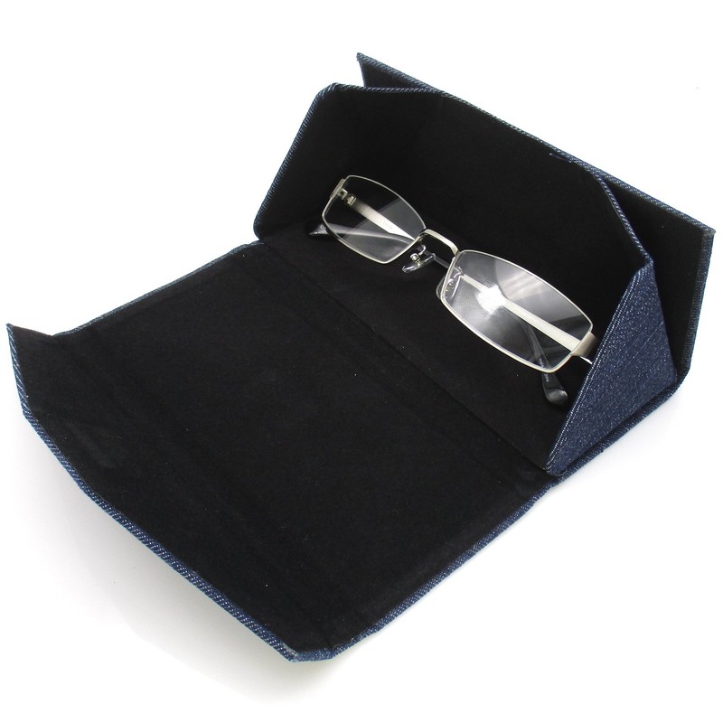 KKD Stylish Denim Glasses Hard Case, Triangle, Foldable, Simple, Storage,
