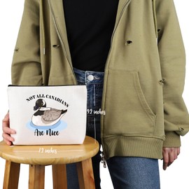 VAMSII Canada Lover Gift Not All Canadians are Nice Makeup Bag Proud Canadian Cosmetic Bag Canada Goose Lover Owner Gift (Not All Canadians are Nice M C)
