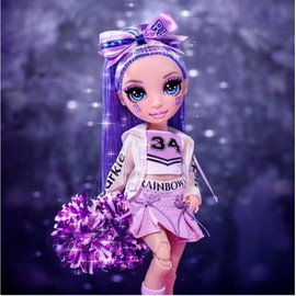 Rainbow High Cheer Violet Willow – Purple Cheerleader Fashion Doll with Pom Poms and Doll Accessories, Great Gift for Kids 6-12 Years Old