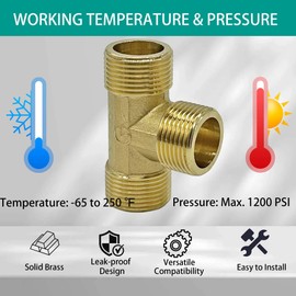 3/4 Brass Tee 3 Way Pipe Fitting NPT 3/4" x 3/4" x 3/4" Male Pipe Fittings Cast T Connector(1 PCS)