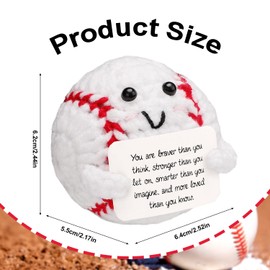 TOYMIS Funny Basketball Doll, Cute Cheer Up Support Knitted with Encouragement Card for Home Office Decoration Sister Birthday Gifts White Elephant Gifts