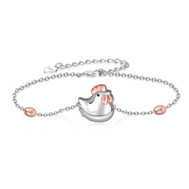 TYSO Chicken Bracelet 925 Sterling Silver Chicken Hen Egg Bracelet Chicken Lover Gifts Jewelry for Women