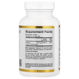 California Gold Nutrition, Vitamin D3, 125mcg (5,000IU), Fish Gelatin Softgels, 360 Tablets / California Gold Nutrition (캘리포니아골드뉴트리션), 비타민D3, 125mcg(5,000IU), 피쉬 젤라틴 소프트젤 360정