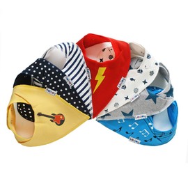 Lovjoy 100% Cotton Bandana Dribble Bibs, Light & Absorbent for Warm Months, Fits Upto 3 Years - 7 Pack (Set 3)