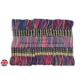 Pack of 12 Anchor Skeins Cotton Rainbow Multi Double Shade Magical Color Variations Floss Pack Six Strand Embroidery Variegated Cross Stitch Threads (Shade No.1375)