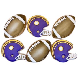 Football and Helmet Cookies Custom Colors- 6 Decorated Shortbread Cookies Individually Wrapped With Bow by BakersDozenToGo