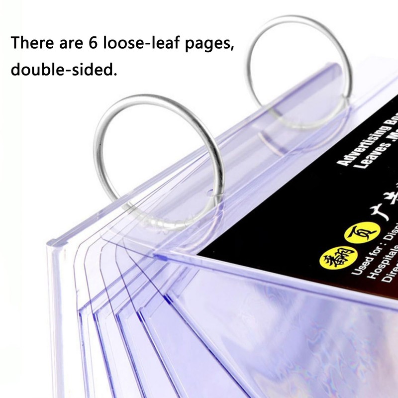 2Pcs Table Flip Menu Holder with 6 Pages Sleeve, 4"