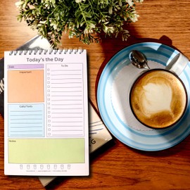 To Do List Notepad: 100 Lists, 5.5 x 8.5" Spiral Daily Planner Notebook - Task Checklist Organizer Agenda Pad for Work, Home & School, Note Organization ToDo Notepad to Manage Daily Tasks, Minimalist