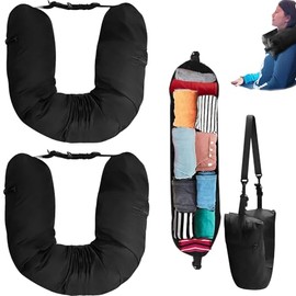 Travel Neck Pillow Neck and Body Pillow for Buckling on Airplane and Car Seat Compact and Comfortable and for Nap in the Office, Plane, Bus & Train - Upright Sleeping Travel Neck Pillow, Grey
