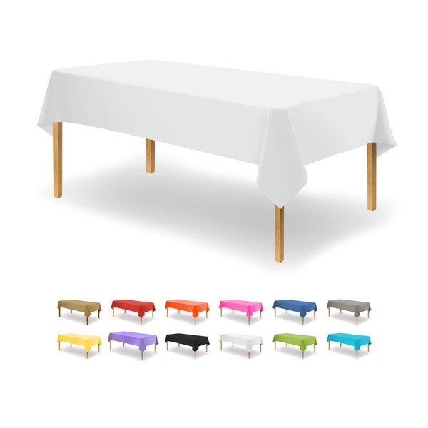 Party Dimensions Party Dimensions White Disposable Plastic Tablecloth for Rectangle
