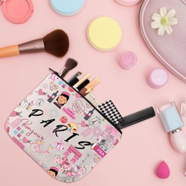WSNANG Paris Trip Gift Paris Travel Makeup Bag Eiffel Tower Cosmetic Bag Paris Theme Travel Bag Paris Lover Gift (Paris bag)