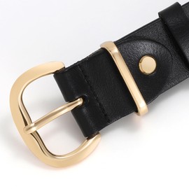 WHIPPY Women Leather Belt for Jeans Pants Dresses Black Ladies Waist Belt with Pin Buckle, Black, M