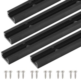 Seekliny T Tracks Woodworking Aluminum 12 inch Black 4 Pack with Screws for Universal T-Track Accessories