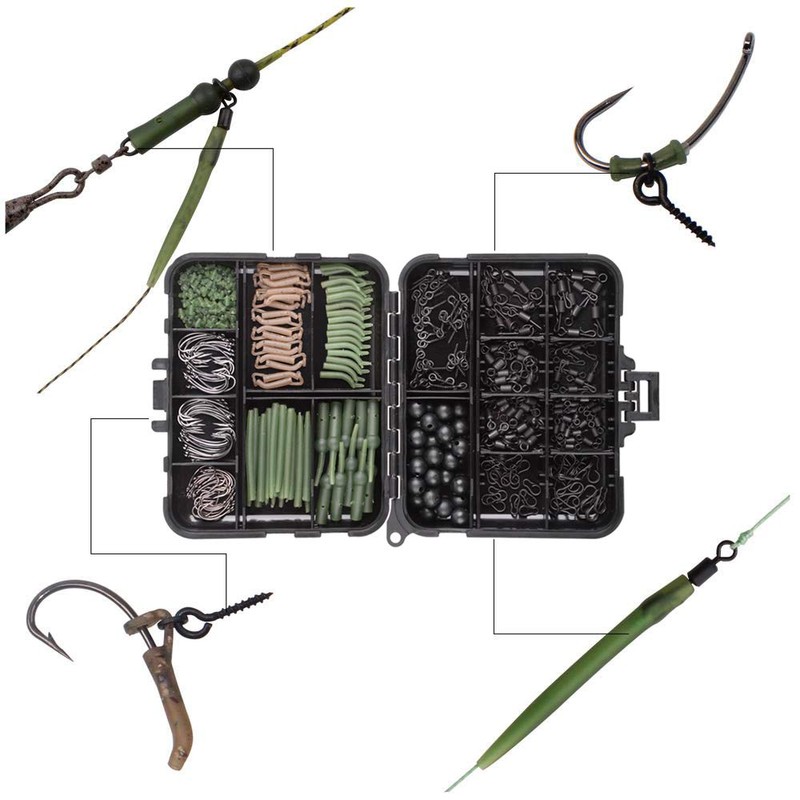 Carp Fishing Tackle Box Kit, 320Pcs/Box Carp Accessories Including Swivels