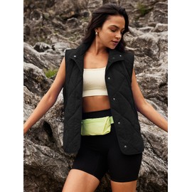 SENSERISE Womens Puffer Vest Quilted Vest Oversized Lightweight Vests Outerwear Padded Jacket Winter Fall Outfits(Black,M)