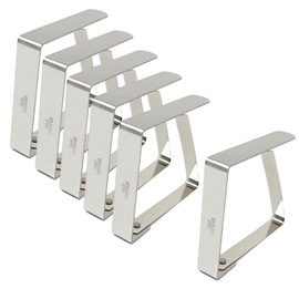 Honbay 6PCS Stainless Steel Large Strong Cloth Clip,Tablecloth Clamp Holder, Table Cover Clamps,Table Cloth Holders, Table Cloth Clips Holders for Outdoor and Indoor(Up to 2")