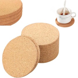 10pcs Round Heat Insulation Cork Coasters,Drink Placemat Plain,Coffee Tea Cup Mat