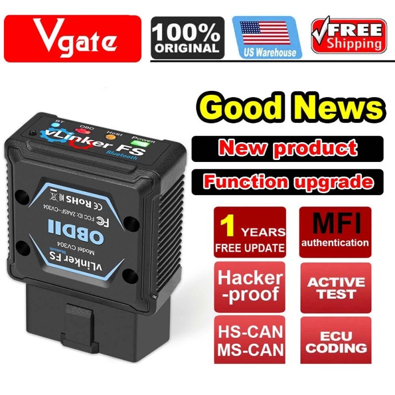 Vgate vLinker FS BT Auto OBD2 Tool Ford FORScan HS/MS-CAN
