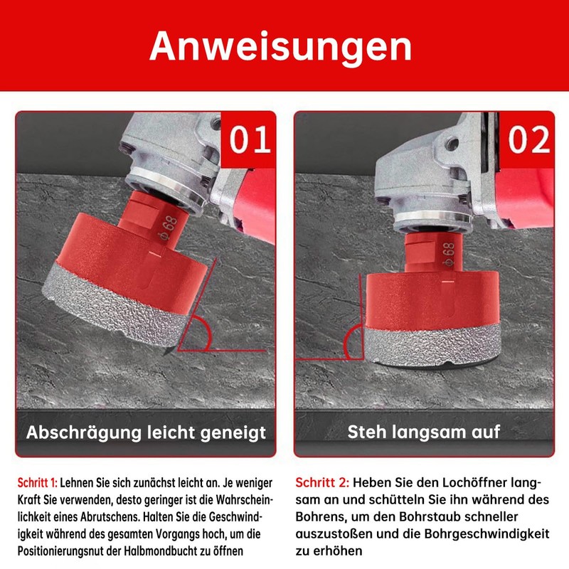 SUQIN Diamant Fliesenbohrer 100mm,M14 Gewinde Winkelschleifer Diamantbohrer Lochsäge zum Bohren