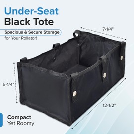 AlveyTech Under-Seat Black Tote Compatible with Drive Medical Rollators 726, 728, & 10261 (Standard)