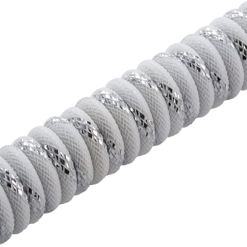 CableMod Pro Coiled Keyboard Cable (Sterling Foil White, USB A