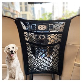3 Layers Car Mesh Organizer, Four-Side Elasticity Auto Seat Back Net Bag Between Front Seats, Car Net Barrier of Backseat Pet Kids, Tissue Purse Holder, Storage Netting Pouch